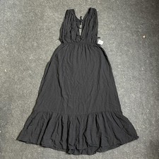 Nordstrom Dress Womens Large Black Sleeveless V Neck Ruffle Hem Maxi Tie Back