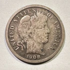 1908 Barber Dime Liberty Head Silver Full Rims Album Coin Type Fresh to Market