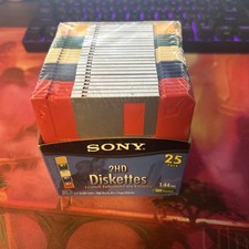 SONY 2HD 1.44MB 3.5 In Double Sided Floppy Diskettes 25 Pack Sealed Never Opened