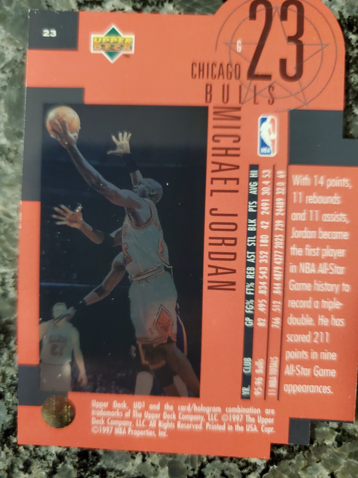 Upper Deck UD3 1997 NBA Basketball Michael Jordan Star Focus #23 -Damage- thumbnail 2