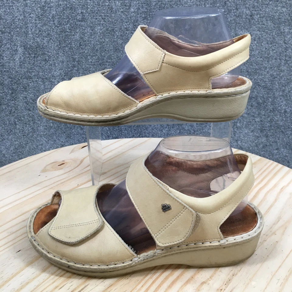 Sandalias Finn Comfort para mujer 39 D con cordones beige cómodas punta abierta tacones de cuña Foto 3 de 4