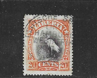 Liberia 1906 20c bird 1910 Deutsche Seepost oval postmark used #106