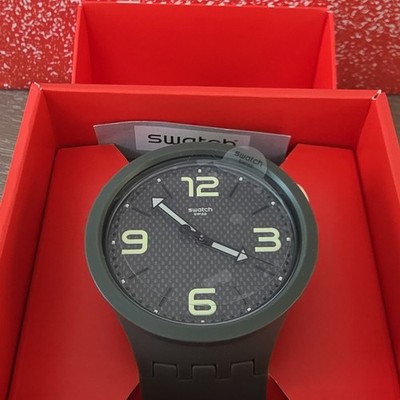 Swatch BIG BOLD BBBLANCO Quartz Analog 47mm Green/White Silicone w/ Box