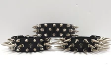 1 1/2" Wide Premium Latigo Leather Spikes Choker Collar Goth Punk Fetish