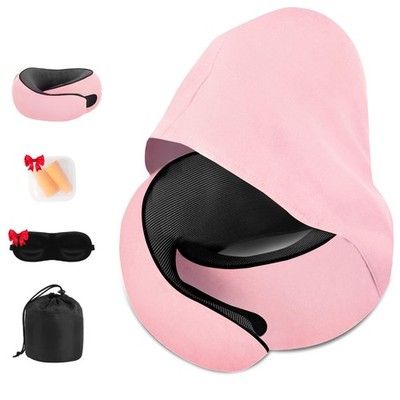 Travel Neck Pillow, Newly Upgraded Hooded Neck Pillow,100% Pure Memory Foam T...