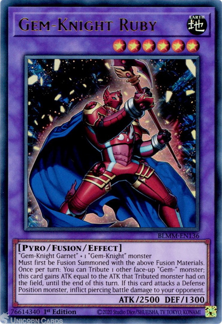 BLMM-EN136 Gem-Knight Ruby : Ultra Rare 1st Edition Mint YuGiOh Card