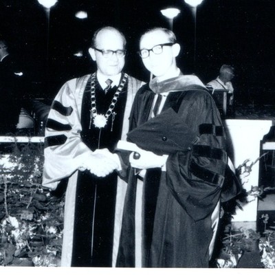 ID'd c1960s Lawrence, KS KU Chancellor Wescoe Snapshot Photo Bill O'Connor PhD