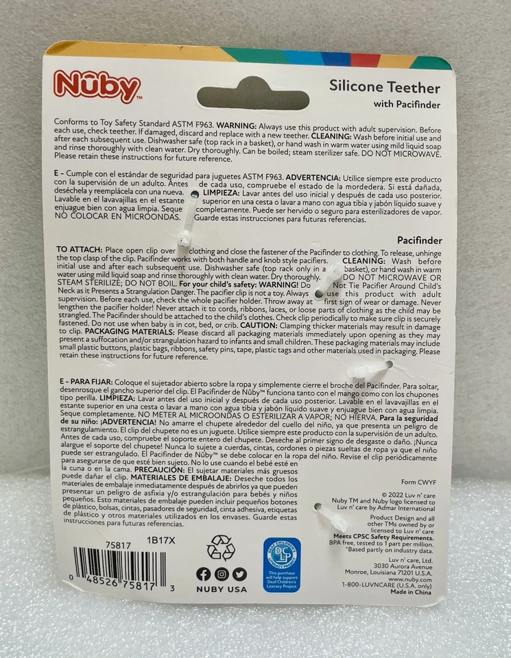Nuby All Silicone Teether with Bonus Silicone Pacifinder with Clip Monstera Leaf - Image 3 of 3