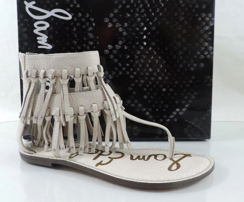 Sam Edelman Griffen Gladiator Fringe Flat Thong Sandals Leather Ivory Size 7 - Image 3 of 4