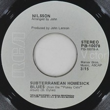 NILSSON Subterranean Homesick Blues RCA VICTOR PB-10078 VG+ 45 RPM Pop Rock 7" NILSSON Subterranean Homesick Blues RCA VICTOR PB-10078 VG+ 45 RPM Pop Rock 7"