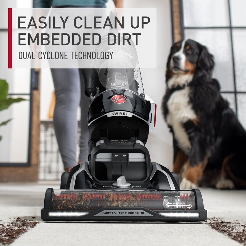 Power Drive Swivel Pet Bagless Upright Vacuum Cleaner w/ HEPA Media Filtration