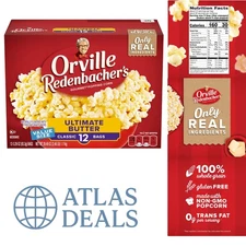 Quick & Tasty Ultimate Butter Microwave Popcorn - 12 Classic Bags, 3.29 oz Each