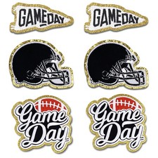 Tmtains 6Pcs Game Day Embroidered Iron-On Patches Football Helmets Black