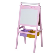 Kids Wooden Art Easel with Paper Double-Sided Chalkboard Whiteboard for 3-8 Year