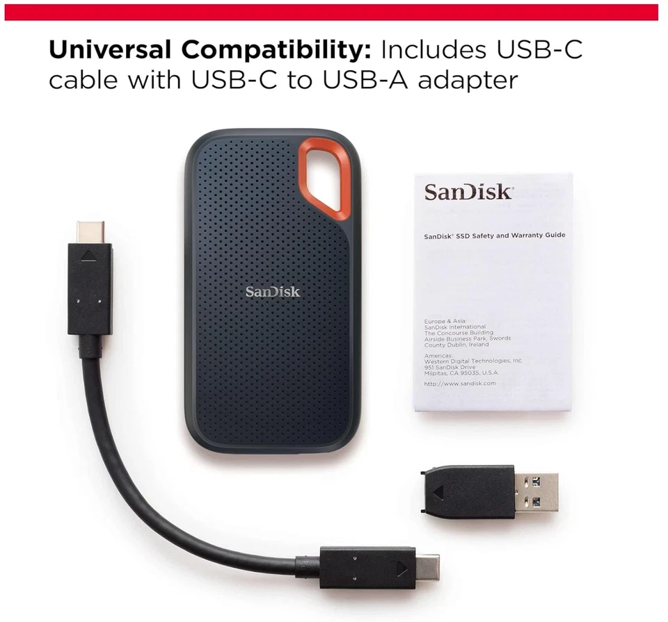 SanDisk Extreme Portable SSD 8TB up to 1050 MB/s read, 1,000MB/s write - Image 3 of 4
