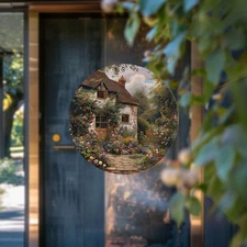 1pc 2D 1pc 7.87x 7.87inch Aluminum Round Metal Wall Art- Charming Country Garden