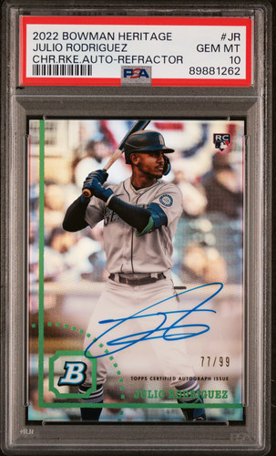 Julio Rodriguez [Refractor] #CRA-JR 2022 Bowman Heritage Chrome Rookie Autographs card