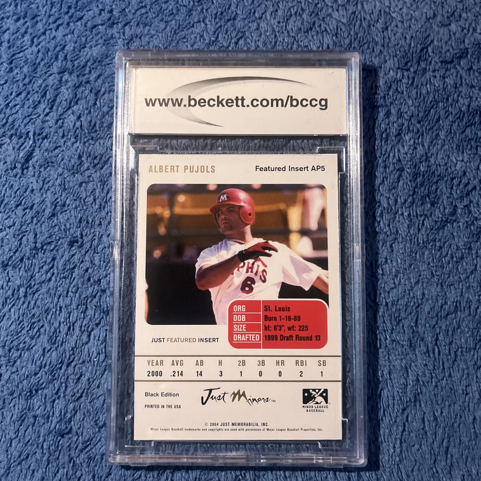 Albert Pujols #AP5 2004 Just Featured vista previa negro PSA 10 gemas como nuevo Pop 11 Foto 2 de 2