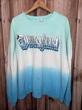 Disney Parks Disneyland Ombre Crewneck Sweatshirt SZ 1X Teal Blue Retro Graphic