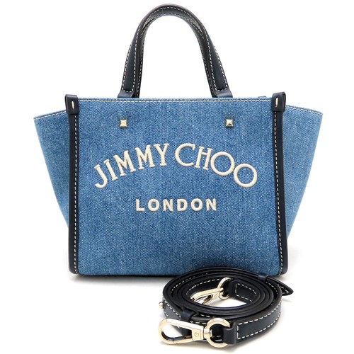 JIMMY CHOO Handbag Varenne 2Way denim/ Leather blue/353117