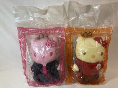 [M454]McDonald's Hello Kitty Pink&Yellow Plush 2000 Japan