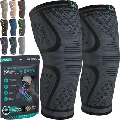 Modvel Compression Knee Brace for Women & Men, 2-Pack Medium, A Black