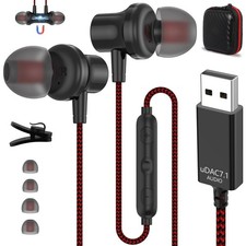 USB Headset with Microphone for Laptop, USB Headphones for Computer, Wired Ea...