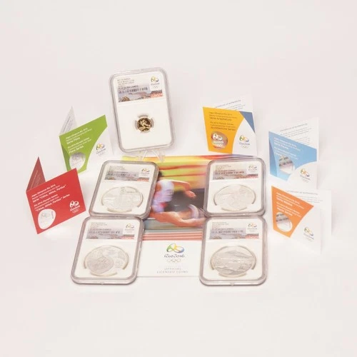 2014 Rio Olympics Silver and Gold 5-Coin Set Series I NGC PF69 Ultra Cameo