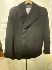 US NAVY USN P PEA Mens Size 44 LONG And TALL P COAT 44 With Anchor Buttons