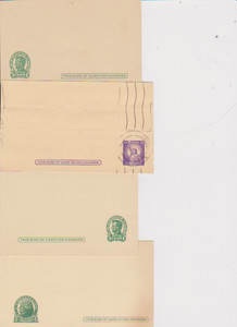 ERROR United States Postal Cards Misprints/ Miscuts 4 Diff,