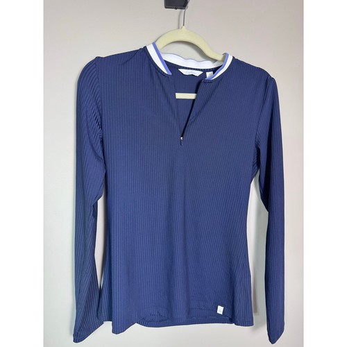 NWT Lady Hagen Women's Small Ribbed Quarter Zip Golf Pullover Navy Blue  - Picture 1 of 11