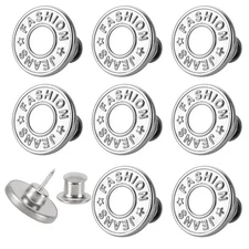 8 Sets Button Pins for Jeans, Pants Button Replacement, No Sew Reusable