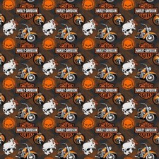 Harley Davidison Motorcycle Skulls-Black Cot Fabric by the 1/2 Yd, 57"-58" Width