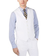 Tommy Hilfiger Mens Stretch, Chambray Four Button Vest, White, X-Large