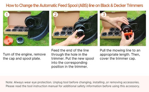 BLACK+DECKER AF100 Replacement String Trimmer Line Spool Weed Eater Edger-6PK - Picture 3 of 5