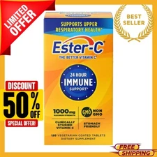 Ester-C Vitamin C 1000 mg Coated tablets, immune System Booster Supplement 120ct