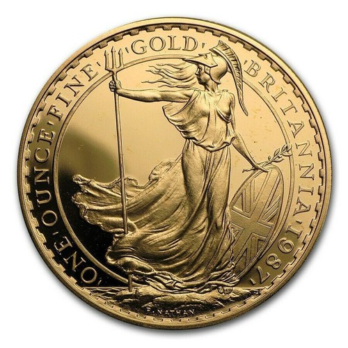 1987 GREAT BRITAIN 1 OZ FINE GOLD BRITANNIA QUEEN ELIZABETH PROOF COIN .9167 - Picture 2 of 3