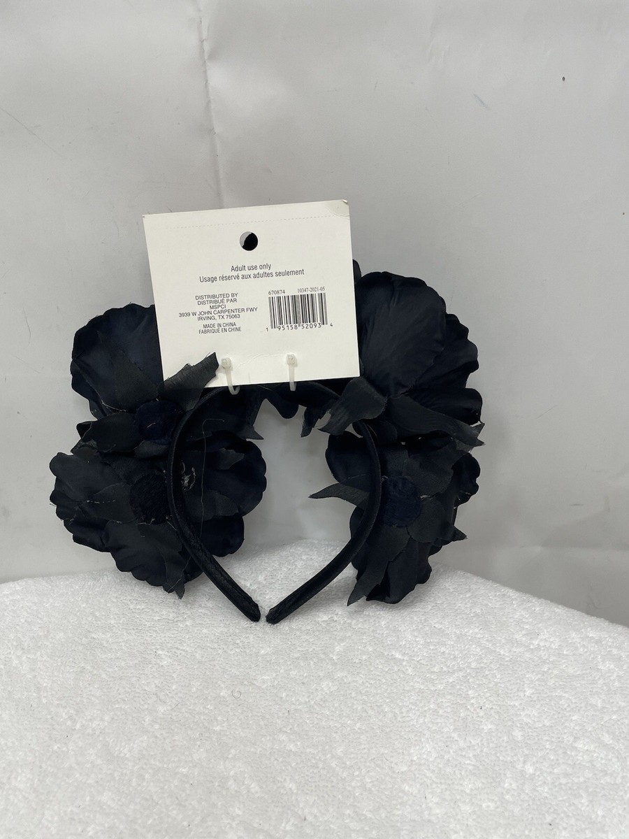 Celebrate It Adult Black Floral Dia de los muertos Headband Hat