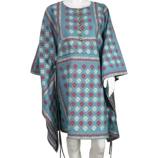 Robe caftan courte femme Gucci GG Flower Fil Coupe bleu multicolore taille 40