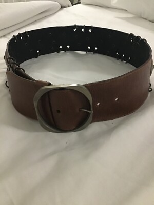Massimo Rebecchi Women's Brown Genuine Leather Belt Metal Rings SZ 90/36= M