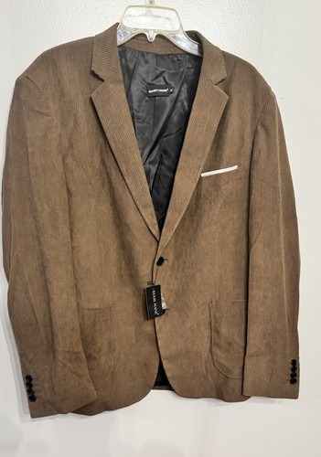 New Barry Wang Men Brown Corduroy Blazer - 2 Buttons - Lined - Pocket- Timeless - Picture 5 of 15