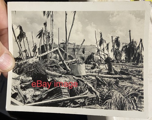 ca.1943 Battle of TARAWA WWII US Marines DESTRUCTION Censor PHOTOGRAPH vs Japan