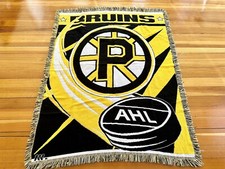 Vintage 90s Providence Bruins Made In USA Northwest Fringed Blanket AHL Hockey