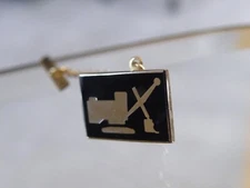 Vintage Gold Tone Harnischfeger Drag Line Emblem Tie Tack 5/8" Wide  FREE SHIP
