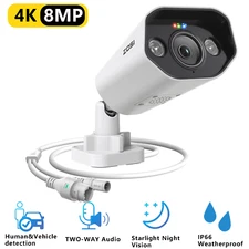 ZOSI 4K Color POE IP CCTV Security Camera 8MP Audio Mic For NVR System Outdoor