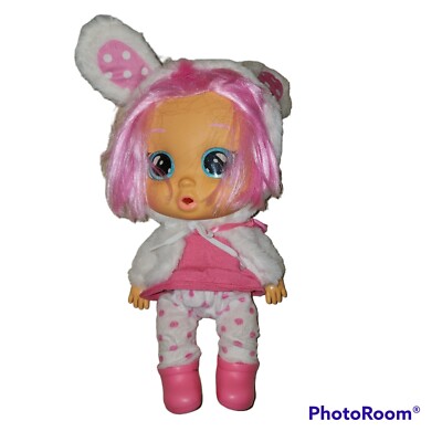 Cry Babies Dressy Coney 12'' Doll, Pink Hair, White Bunny Hoodie