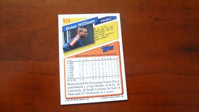 1993 TOPPS # 614 BRIAN WILLIAMS BASEBALL CARD | eBay