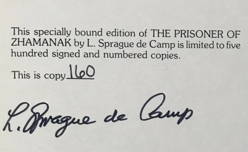 SIGNED/Limited Edition De Camp The Prisoner of Zhamanak Phantasia Press 1982 - 第 1/14 張圖片