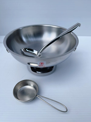Thai Traditional Hot Pot without Chimney Dish Stainless Steel SUN Brand 20 cm X3