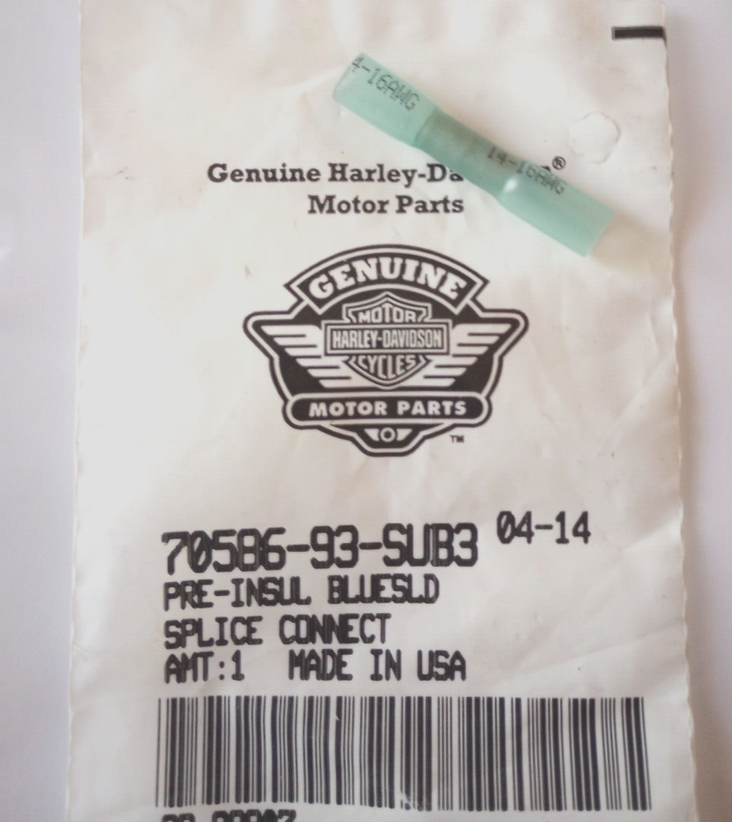 Harley-Davidson Pre-Insulated Blue Solid Splice Connector NOS